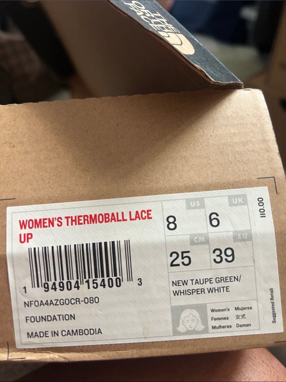 The North Face Women's ThermoBall Lace Up - New Taupe Green & Whisper White
